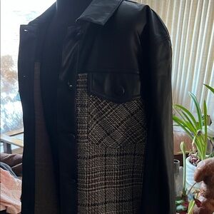 Liverpool Black and brown Shirt Jacket with Faux leather ..size large